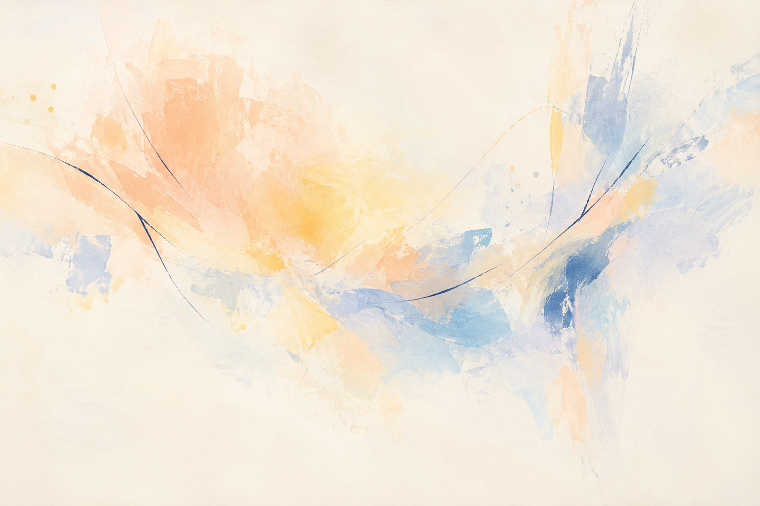 An airy abstract painting of warm light and blue brushstrokes, with a gentle rhythm reminiscent of music.